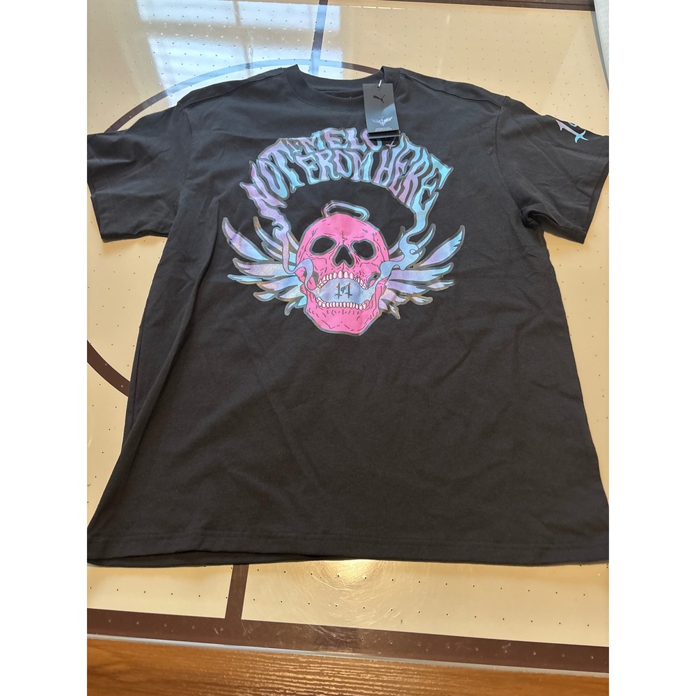 Puma LaMelo Ball Not From Here Graphic T-Shirt Black Pink Skull Mens XS New